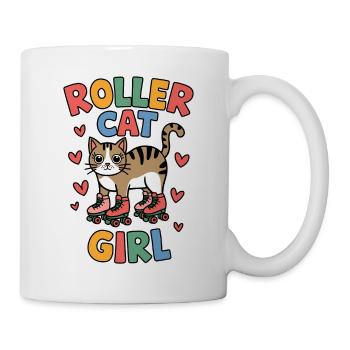 Roller Cat Girl Skating Girl Roller Skates Gift - Mug - white - Right