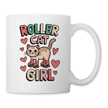 Roller Cat Girl Skating Girl Roller Skates Gift - Mug - white - Right