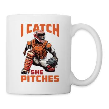 I Catch She Pitches - Tasse - Weiß - Rechts