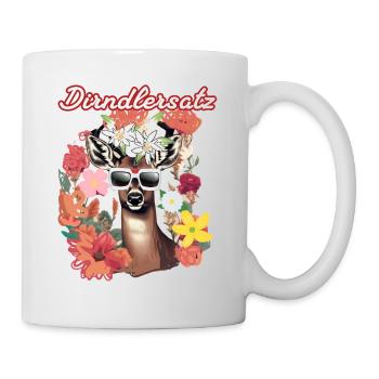 Dirndler ensemble, cerf, cerf, fleurs, edelweiss - Mug blanc - blanc - Droite