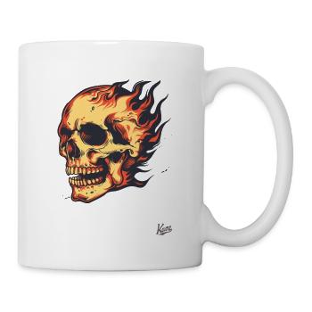 Brennender Totenkopf - Tasse - Weiß - Rechts