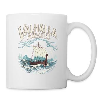 Wikingerschiff Valhalla Awaits für eine Wikinger - Tasse - Weiß - Rechts