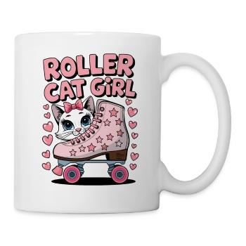 Roller Cat Girl Skating Girl Roller Skates Gift - Mug - white - Right