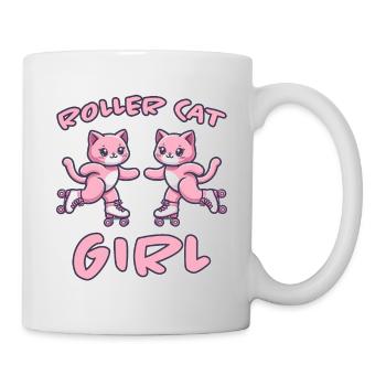 Roller Cat Girl Skating Girl Roller Skates Gift - Mug - white - Right