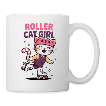 Roller Cat Girl Skating Girl Roller Skates Gift - Mug - white - Right