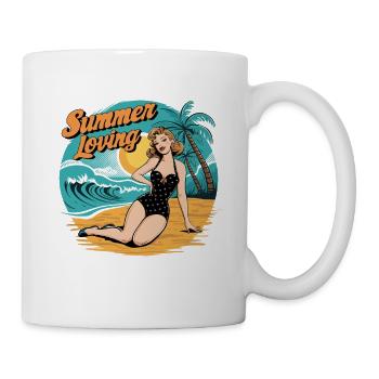 Ambiance rétro d’amour de la plage pour un - Mug blanc - blanc - Droite