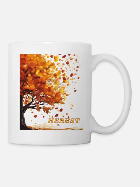 HERBST BAUM BLÄTTER - Tasse - Weiß