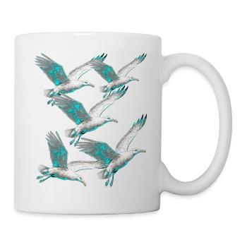 maritime, seagulls, seagulls, coast, North Sea, Baltic Sea - Mug - white - Right