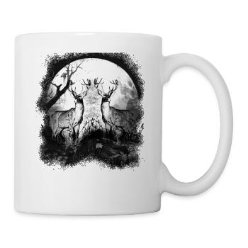 mystisch Wald Waldtiere Hirsche Hirsch Rehbock - Tasse - Weiß - Rechts