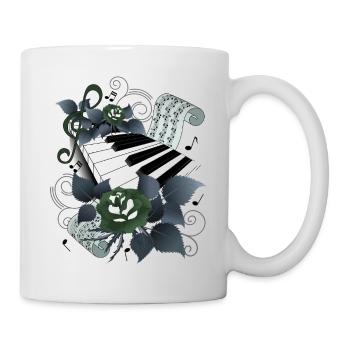 Piano à roses gris-bleu - Mug blanc - blanc - Droite