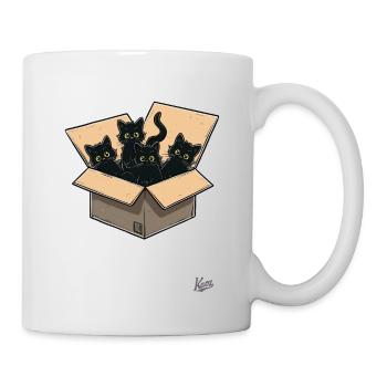 ein Karton voller schwarzer Baby Katzen - Tasse - Weiß - Rechts