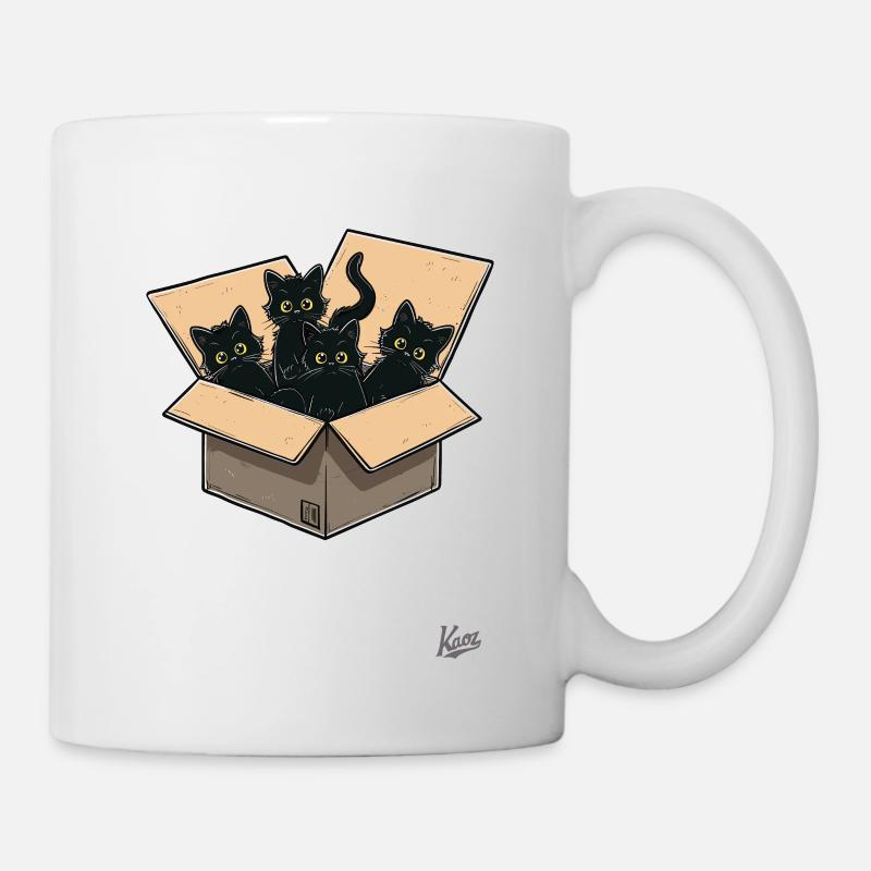 ein Karton voller schwarzer Baby Katzen - Tasse - Weiß