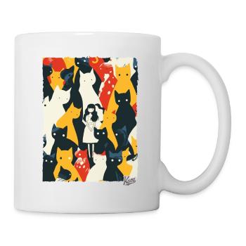 Lady Abstract Art with Cats - Mug - white - Right
