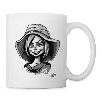 Influencer Schönheit Cartoon Mädchen - Tasse - Weiß - Rechts