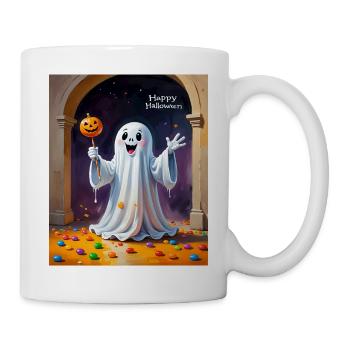 Cheerful Ghost with Pumpkin - Mug - white - Right