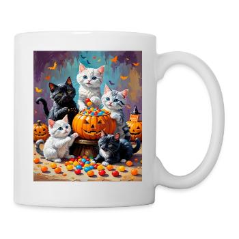 Bol de bonbons pour chaton et citrouille d’Halloween - Mug blanc - blanc - Droite