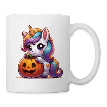 Halloween Einhorn Halloween Kürbis - Tasse - Weiß - Rechts