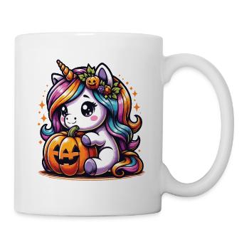 Halloween Einhorn Halloween Kürbis - Tasse - Weiß - Rechts