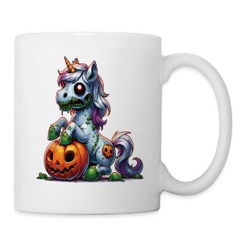Halloween Einhorn Halloween Kürbis - Tasse - Weiß - Rechts