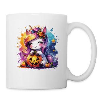 Halloween Einhorn Halloween Kürbis - Tasse - Weiß - Rechts