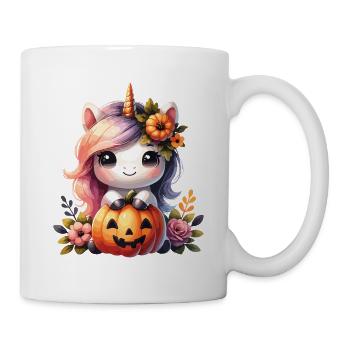 Halloween Einhorn Halloween Kürbis - Tasse - Weiß - Rechts