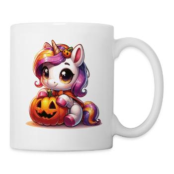 Halloween Einhorn Halloween Kürbis - Tasse - Weiß - Rechts