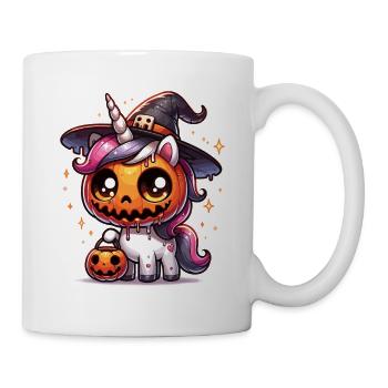 Halloween Einhorn Halloween Kürbis - Tasse - Weiß - Rechts
