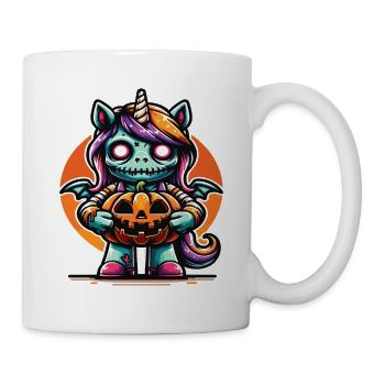 Halloween Einhorn Halloween Kürbis - Tasse - Weiß - Rechts