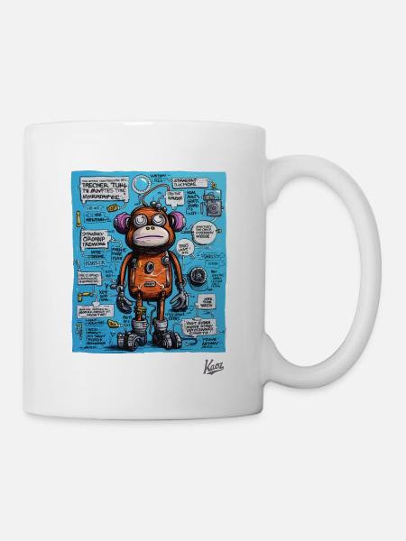 Lustiger, funkiger Roboter-Affe - Tasse - Weiß