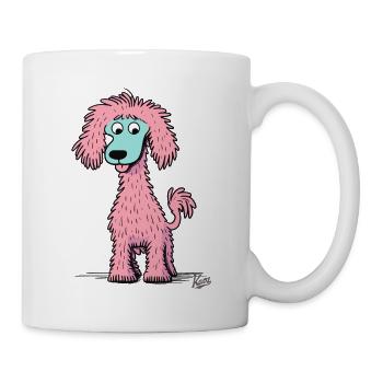 Le caniche de dessin animé rose et joyeux - Mug blanc - blanc - Droite