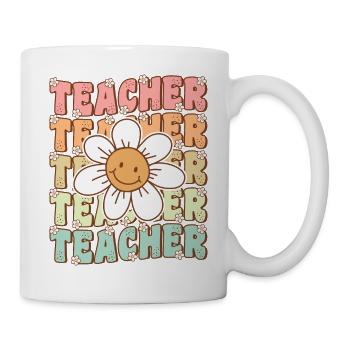 Groovy enseignant mignon Daisy fleur de retour à l’école - Mug blanc - blanc - Droite
