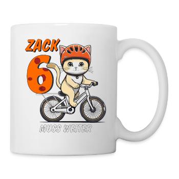 KATZE FAHRRAD MUSS WEITER ZACK SECHS - Tasse - Weiß - Rechts