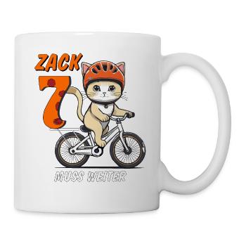 KATZE FAHRRAD MUSS WEITER ZACK SIEBEN - Tasse - Weiß - Rechts