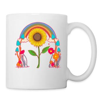 Regenbogen Sonnenblume Blume Blumen Natur - Tasse - Weiß - Rechts