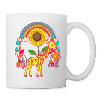 Giraffe Giraffen Regenbogen Blumen Kinder Kind - Tasse - Weiß - Rechts