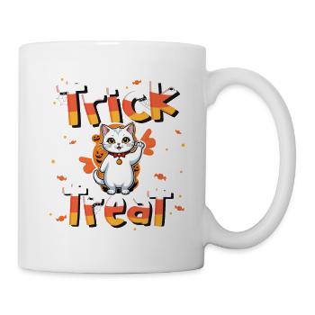 Liebenswerte Katze Süßes oder Saures Halloween - Tasse - Weiß - Rechts