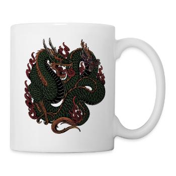 Ryū (竜 Drache) und Samurai | Yōkai-Serie - Tasse - Weiß - Rechts