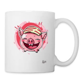 Happy, funny pig - Mug - white - Right
