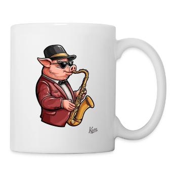 Jazz trumpets at their finest, saxophone pig - Mug - white - Right