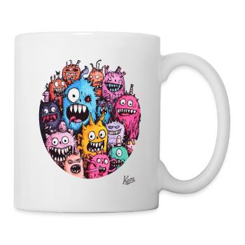 Bande folle de monstres drôles - Mug blanc - blanc - Droite