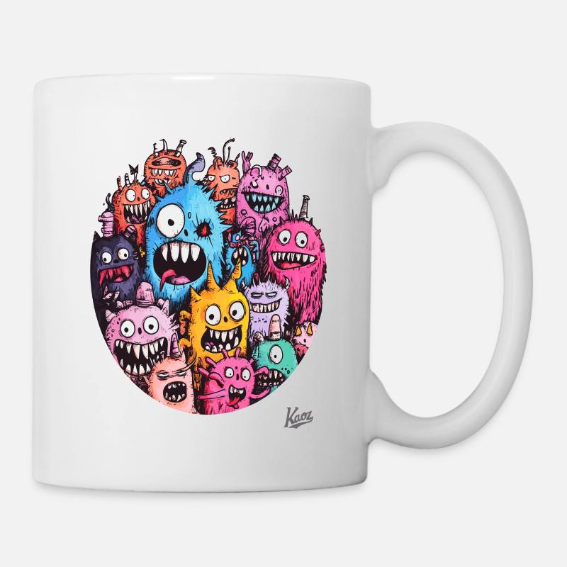 Crazy bunch of funny monsters - Mug - white
