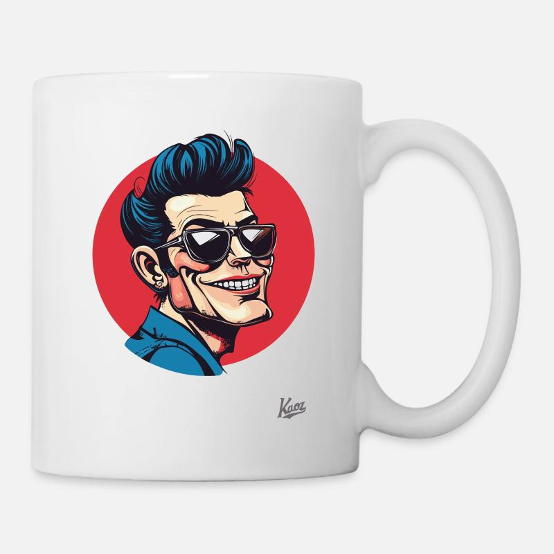 Rockmusik-Typ im Rockabilly-Stil - Tasse - Weiß