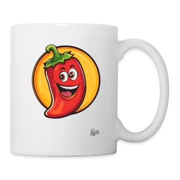 Hallo! Lustige scharfe Pepperoni - Tasse - Weiß - Rechts
