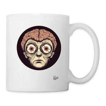 Portrait effrayant avec de grands yeux et un cerveau - Mug blanc - blanc - Droite