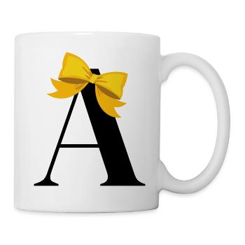 Gelber Schleifenbuchstabe - Tasse - Weiß - Rechts