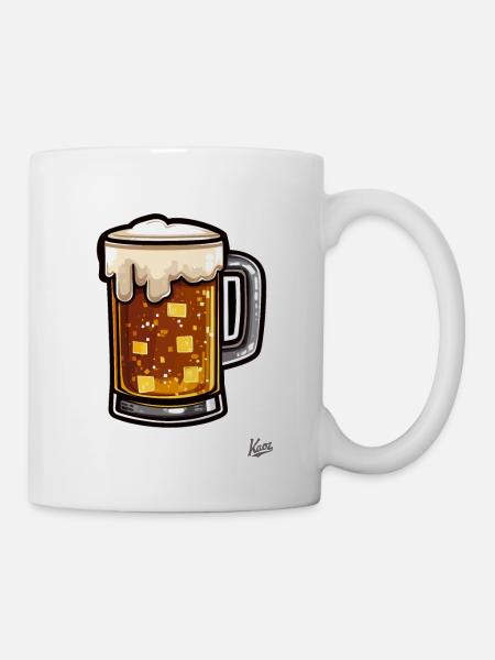 Pixel Bierkrug mit Schaum - Tasse - Weiß
