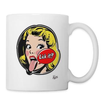 Dessin animé pop des années 1950 : Lick It - Mug blanc - blanc - Droite