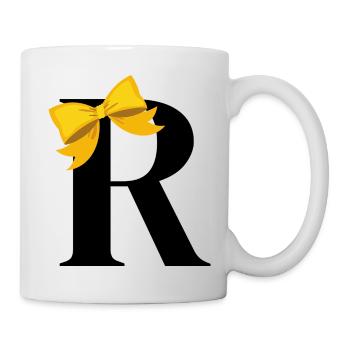 Buchstabe r gelbe Schleife - Tasse - Weiß - Rechts