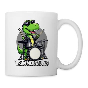 Schlagzeuger, Schlagzeug, Drummer, Drummersaurus - Mug - white - Right