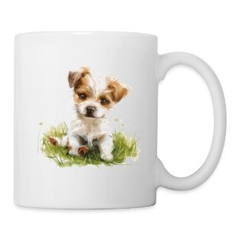 Cute Baby Dog Watercolor - Tasse - Weiß - Rechts